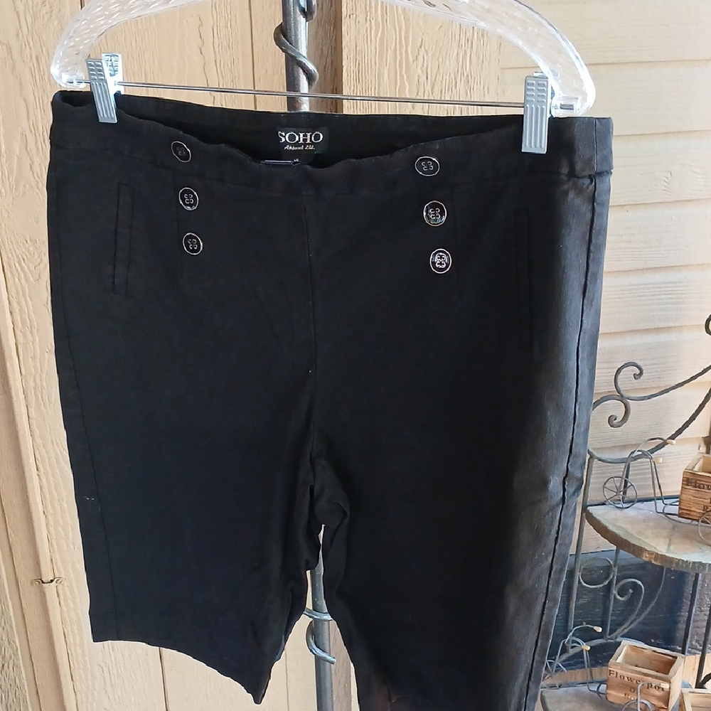 Soho Elegant Black Buttoned Trousers